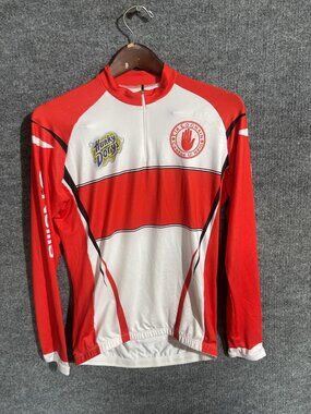 O'Neills Cycling Jersey Mens Large Red Long Sleeve 1/4 Zip Tir Eoghain Bike Top